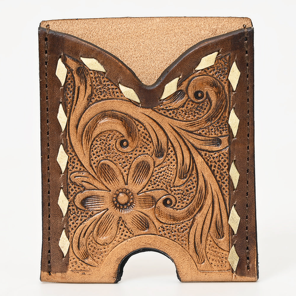 American Darling ADCCG105 Floral Western Hand Tooled Genuine Leather Women &amp; Man Card-Holder