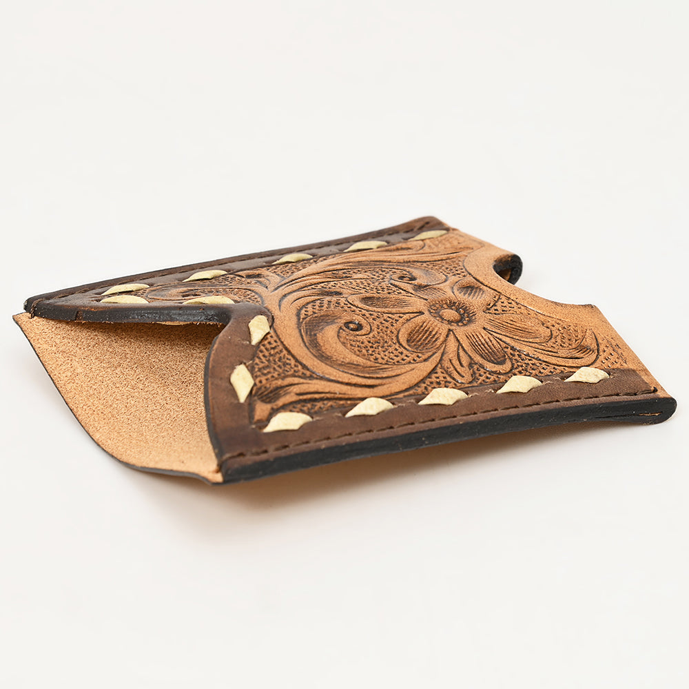 American Darling ADCCG105 Floral Western Hand Tooled Genuine Leather Women &amp; Man Card-Holder