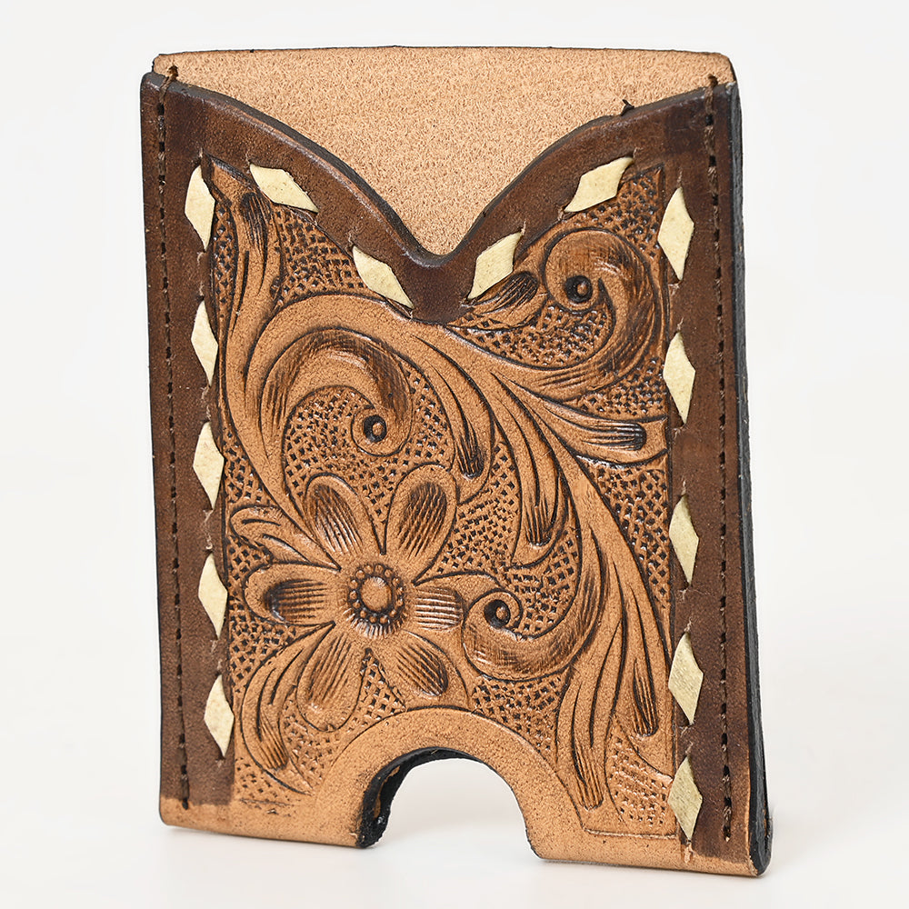 American Darling ADCCG105 Floral Western Hand Tooled Genuine Leather Women &amp; Man Card-Holder