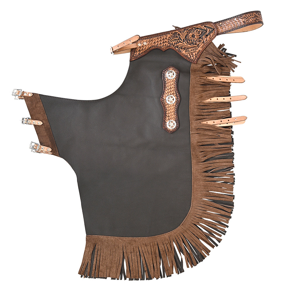Hilason Western Bull Riding Chinks Chaps Adult Pro Rodeo Bronc Leather Brown