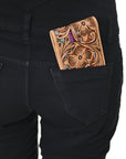 American Darling Wallet Hand Tooled Genuine Leather Women Bag Western Handbag Purse