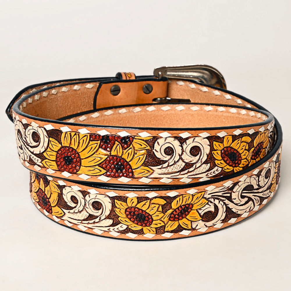 American Darling ADBLF235-L Beautifully Hand Tooled Genuine American Leather Belt Men and  Women
