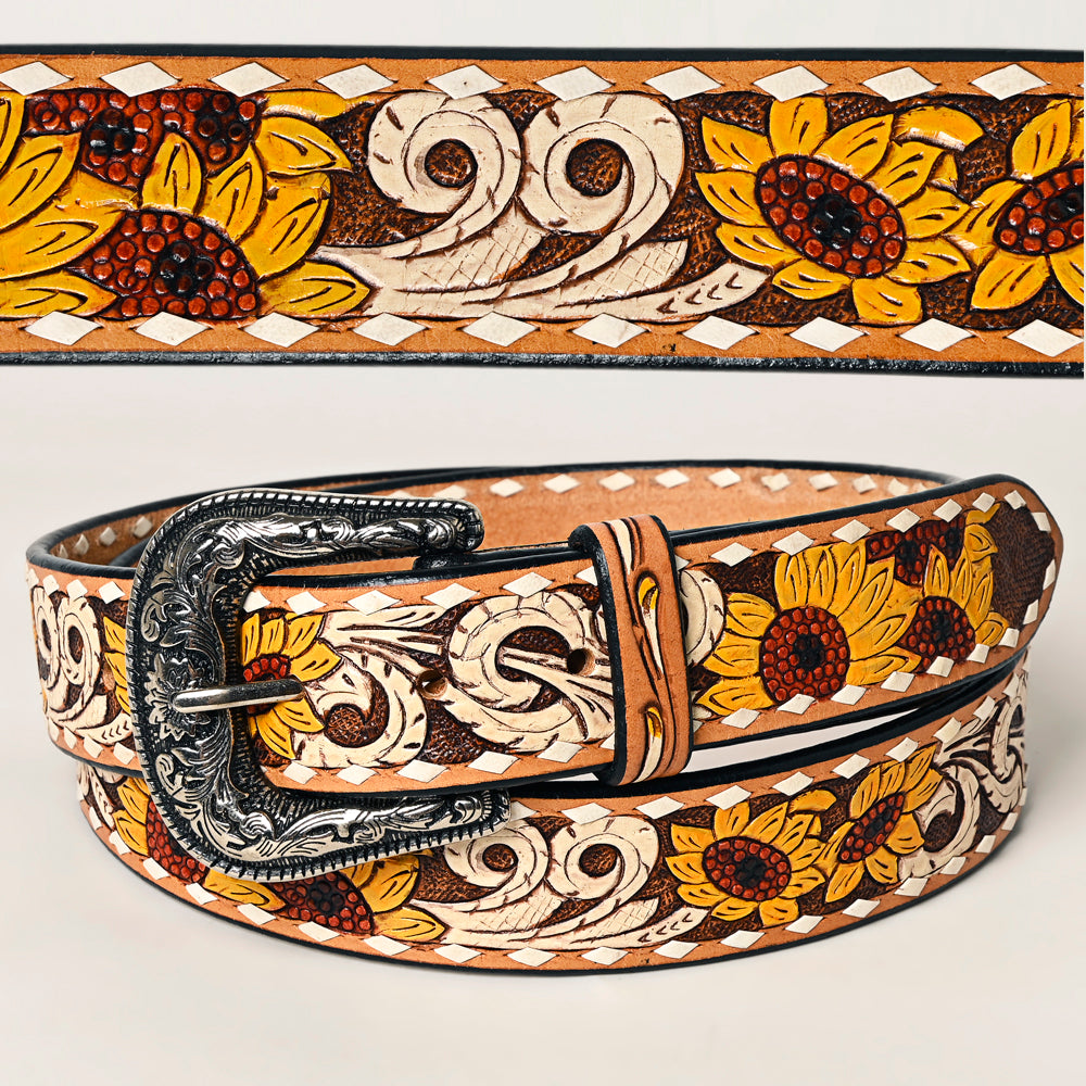 American Darling ADBLF235-L Beautifully Hand Tooled Genuine American Leather Belt Men and  Women