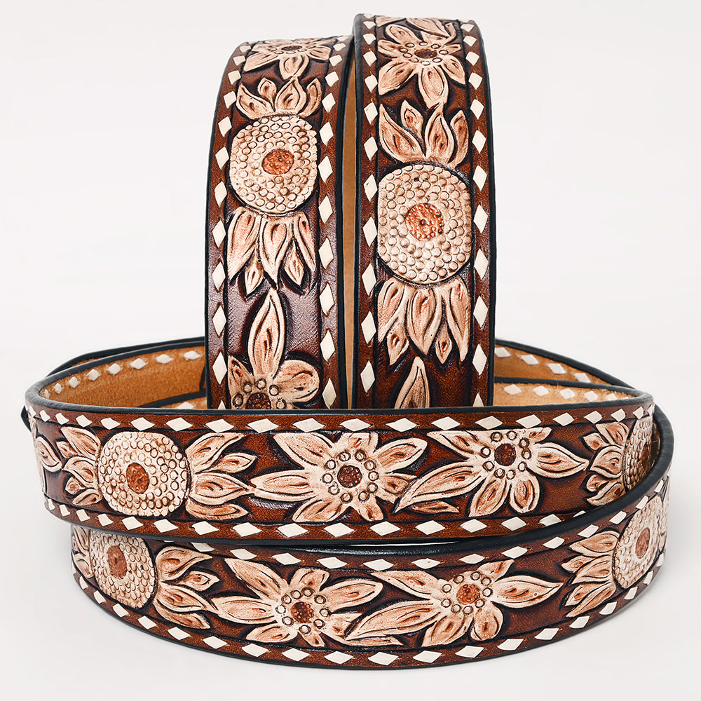 American Darling  Beautifully Hand Tooled Genuine American Leather Belt Men and  Women