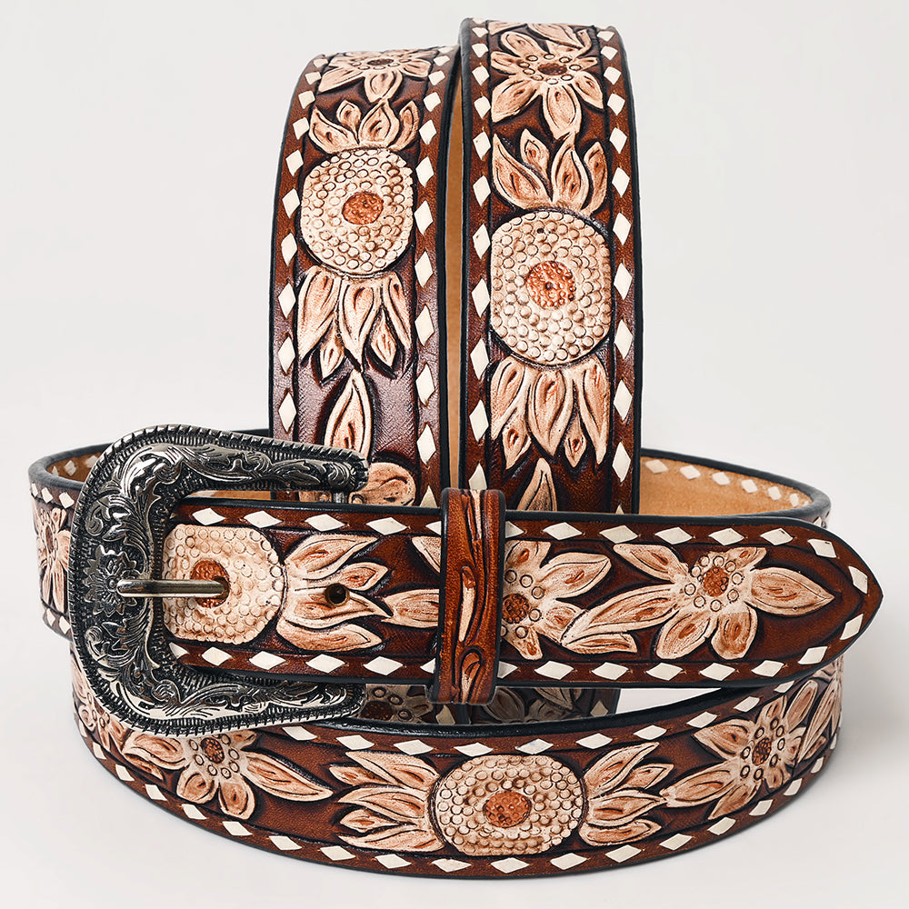 American Darling  Beautifully Hand Tooled Genuine American Leather Belt Men and  Women