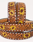 American Darling ADBLF237-L Beautifully Hand Tooled Genuine American Leather Belt Men and  Women