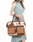 American Darling Briefcase Hair On Genuine Leather Women Bag Western Handbag Purse