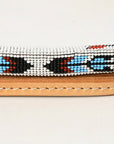 5 Ft Hilason Western Horse Beautiful Beaded Overlay American Leather Whip Tan
