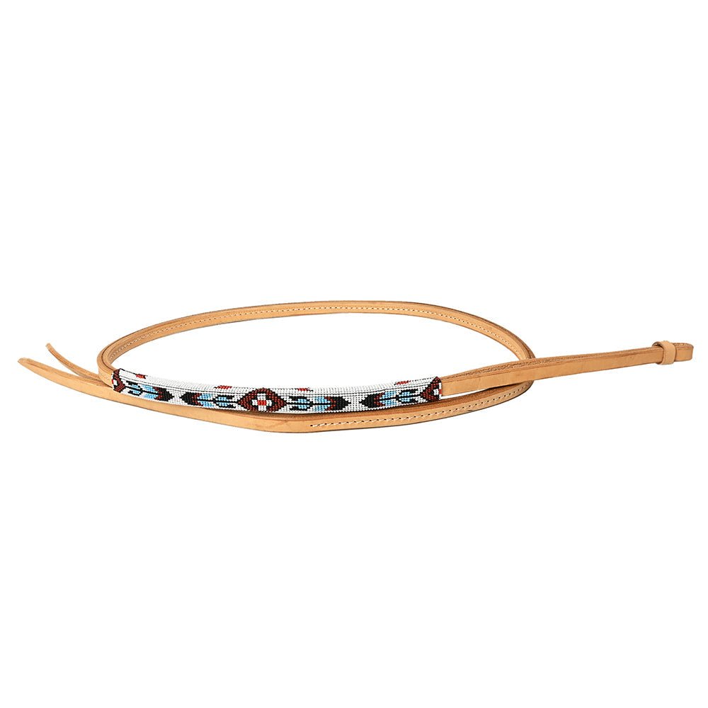 5 Ft Hilason Western Horse Beautiful Beaded Overlay American Leather Whip Tan