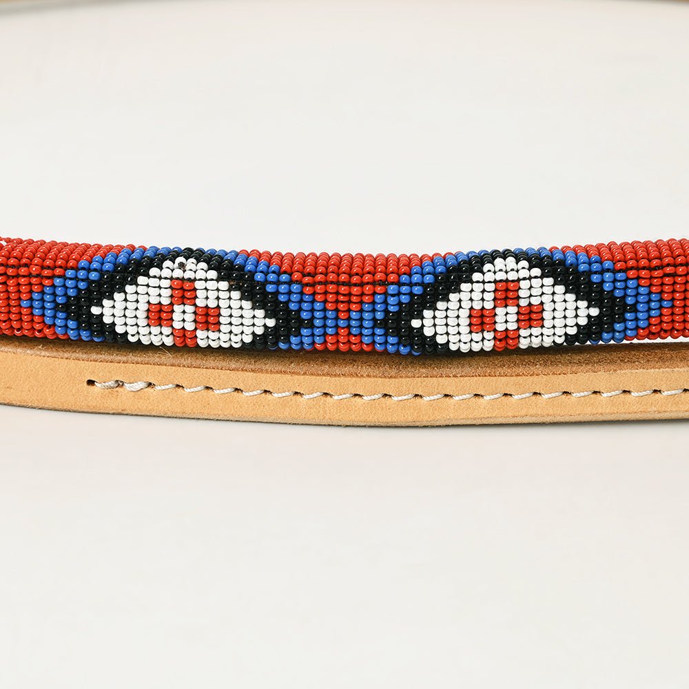 5 Ft Hilason Western Horse Beautiful Beaded Overlay American Leather Whip Tan