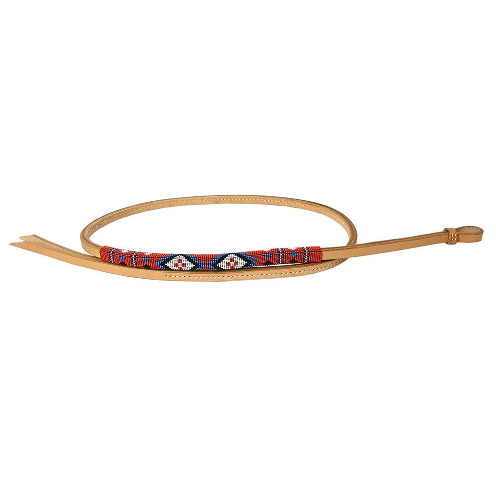 5 Ft Hilason Western Horse Beautiful Beaded Overlay American Leather Whip Tan