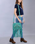 American Darling ADBG1322A Hand Tooled Hair-On Genuine Leather Women Bag Western Handbag Purse