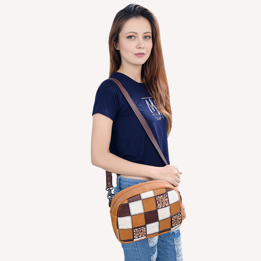 American Darling ADBG1323 Hand Tooled Hair-On Genuine Leather Women Bag Western Handbag Purse