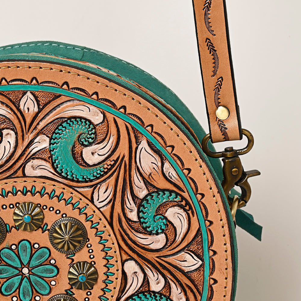 American Darling Canteen Hand Tooled Suede Genuine Leather Women Bag Western Handbag Purse