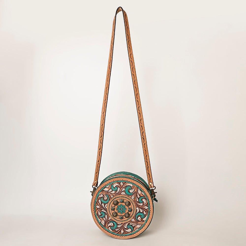 American Darling Canteen Hand Tooled Suede Genuine Leather Women Bag Western Handbag Purse