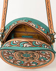 American Darling Canteen Hand Tooled Suede Genuine Leather Women Bag Western Handbag Purse