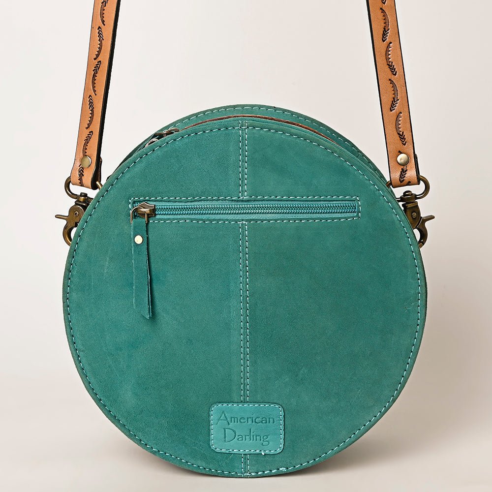 American Darling Canteen Hand Tooled Suede Genuine Leather Women Bag Western Handbag Purse