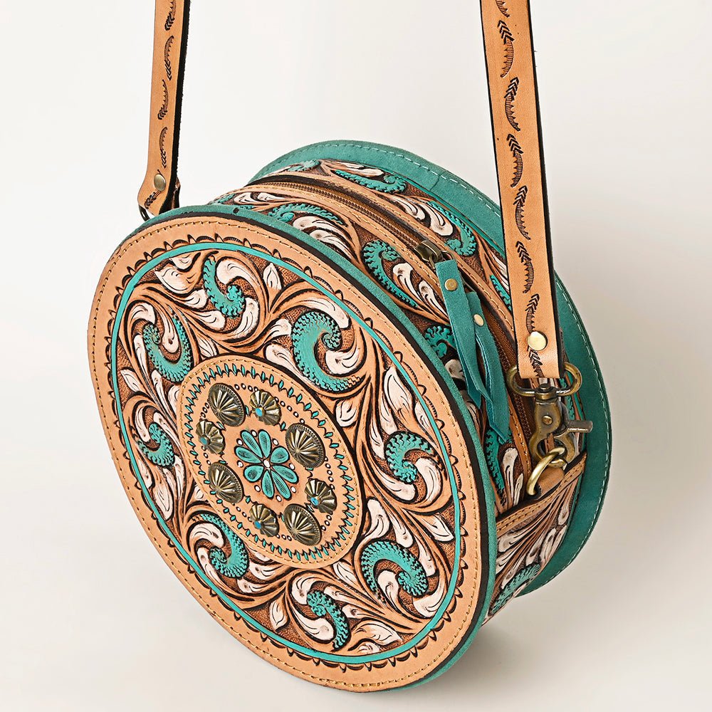 American Darling Canteen Hand Tooled Suede Genuine Leather Women Bag Western Handbag Purse