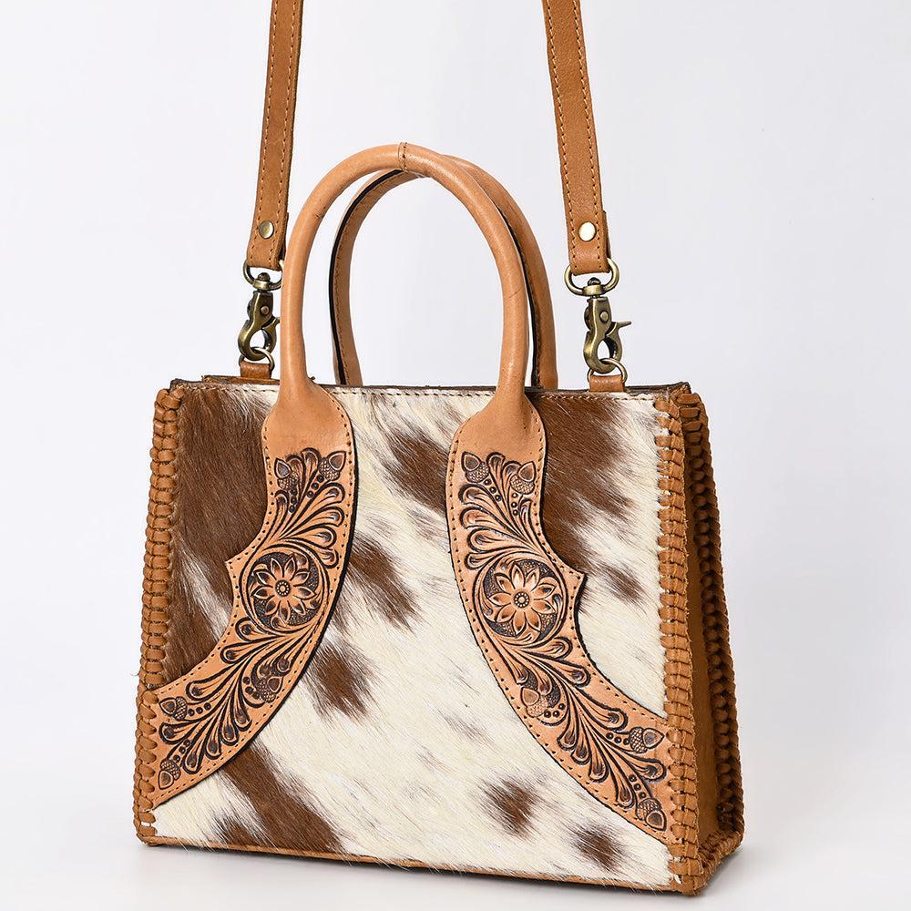 American Darling Adbga488 Tote Hand Tooled Hair-On Genuine Leather Women Bag Western Handbag Purse