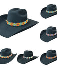 HILASON Beaded  American Style Western Cowgirl Handmade Hatband Tan