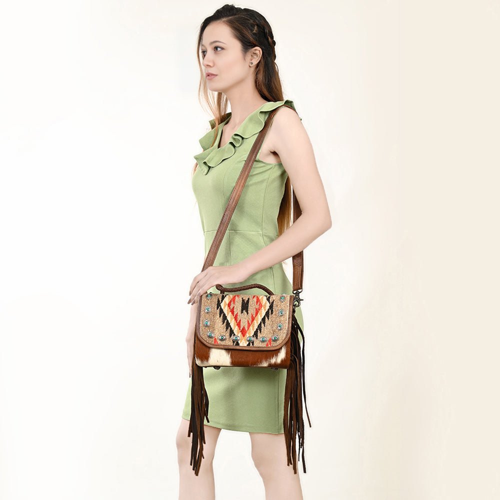 American Darling Briefcase Saddle Blanket Hair On Genuine Leather women bag western handbag purse
