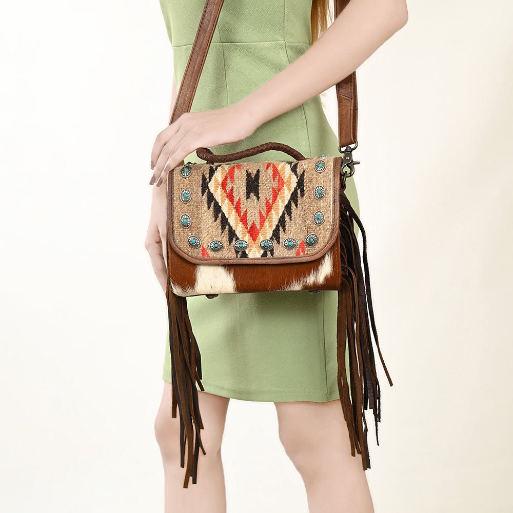 American Darling Briefcase Saddle Blanket Hair On Genuine Leather women bag western handbag purse