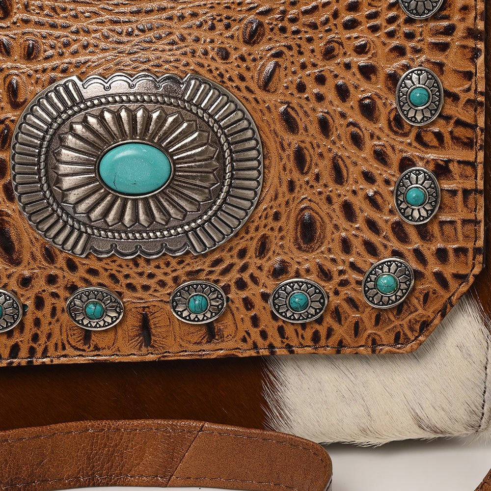 American Darling Briefcase Saddle Blanket Hair On Genuine Leather women bag western handbag purse