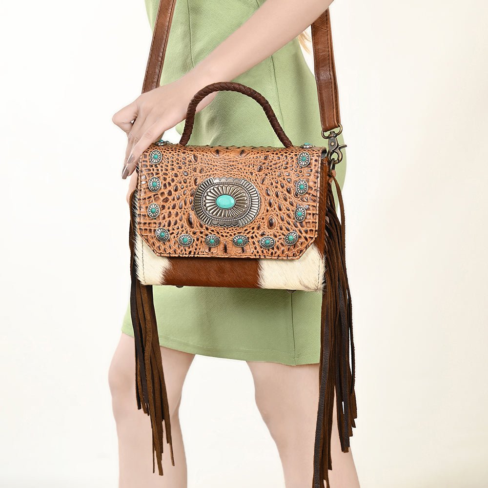 American Darling Briefcase Saddle Blanket Hair On Genuine Leather women bag western handbag purse