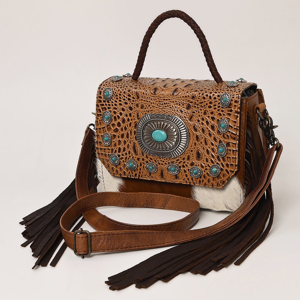 American Darling Briefcase Saddle Blanket Hair On Genuine Leather women bag western handbag purse