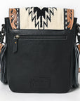 American Darling Messenger Bag for Women, Hand Tooled Floral Leather, Hair-On Cowhide, Woven Saddle Blanket, Genuine Leather