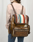 American Darling Backpack for Women, Hand Tooled Floral Leather, Hair-On Cowhide, Turquoise Concho, Genuine Western Leather