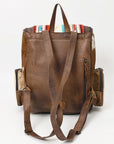 American Darling Backpack for Women, Hand Tooled Floral Leather, Hair-On Cowhide, Turquoise Concho, Genuine Western Leather