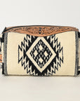 American Darling Toiletry Hand Tooled Saddle Blanket Fabric Genuine Leather Western Women Bag Handbag Purse | for Cute