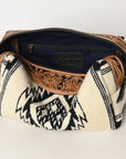 American Darling Toiletry Hand Tooled Saddle Blanket Fabric Genuine Leather Western Women Bag Handbag Purse | for Cute