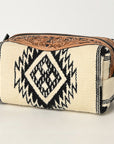 American Darling Toiletry Hand Tooled Saddle Blanket Fabric Genuine Leather Western Women Bag Handbag Purse | for Cute
