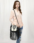 American Darling ADBG1392A Messenger Saddle Blanket Genuine Leather Women Bag Western Handbag Purse