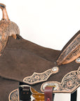 16 In Hilason Flex Tree Western Horse Floral Trail Barrel American Leather Saddle Brown