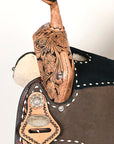 15 In Hilason Flex Tree Western Horse Buckstitch Floral Trail Barrel  American Leather Saddle Brown