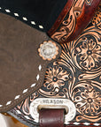 15 In Hilason Flex Tree Western Horse Buckstitch Floral Trail Barrel  American Leather Saddle Brown