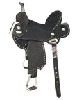 15 In Hilason Flex Tree Western Horse Buckstitch Trail Barrel American Leather Saddle Black