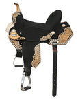 Hilason Flex Tree Western Horse Floral Trail Barrel American Leather Saddle Black