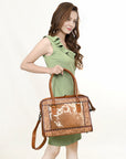 American Darling ADBG1393 Cross Body Hand Tooled Hair On Genuine Leather women bag western handbag purse