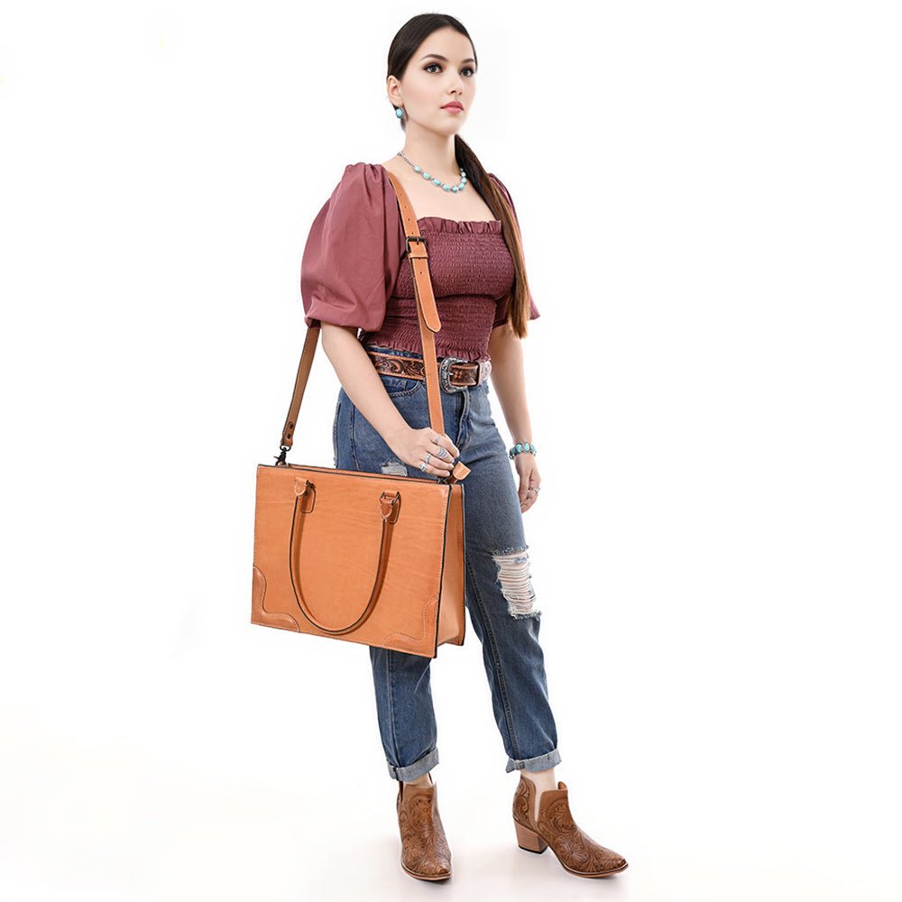 American Darling Adbg1394 Briefcase Genuine Leather Women Bag Western Handbag Purse