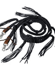 8 ft Hilason Western Horse Nylon Rope With Fringes Snap Black