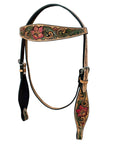 Hand-Carved Leather Western Headstall And Breast Collar Set For Training And Showing