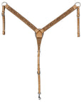 HILASON Western Horse Genuine Leather Hand Tooled Floral Design Headstall Breast Collar Tan