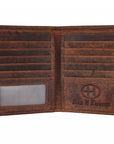 BAR H EQUINE Genuine Leather Hand Carved Rodeo Bifold Wallet For Men Women