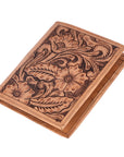 BAR H EQUINE Genuine Leather Hand Carved Rodeo Bifold Wallet For Men Women