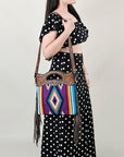 OHLAY HOBO Hand Tooled Upcycled Wool  Genuine Leather women bag western handbag purse