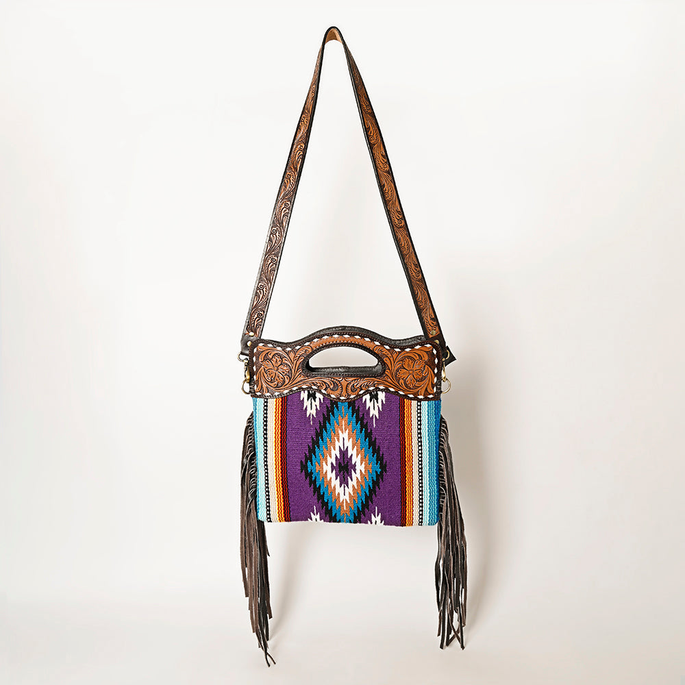 OHLAY HOBO Hand Tooled Upcycled Wool  Genuine Leather women bag western handbag purse